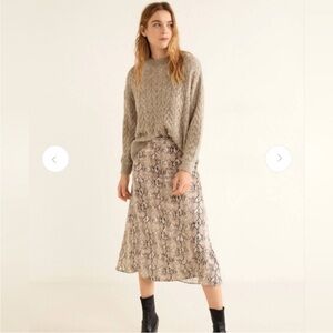 MANGO Snake Print Midi Skirt